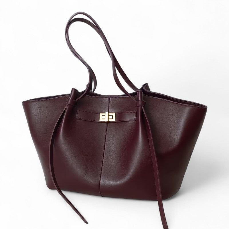 LYRA – Grand sac à main noir en simili cuir PU