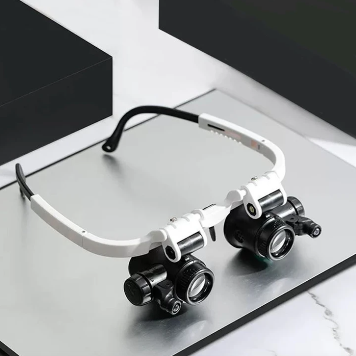 Lunettes loupe professionnelles avec éclairage LED – 3 niveaux de grossissement