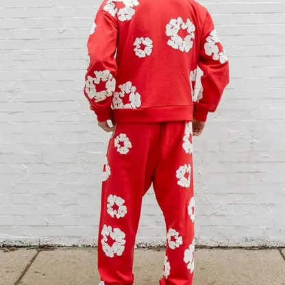 Caleb – Ensemble fleuri avec sweat à capuche manches longues & pantalon large