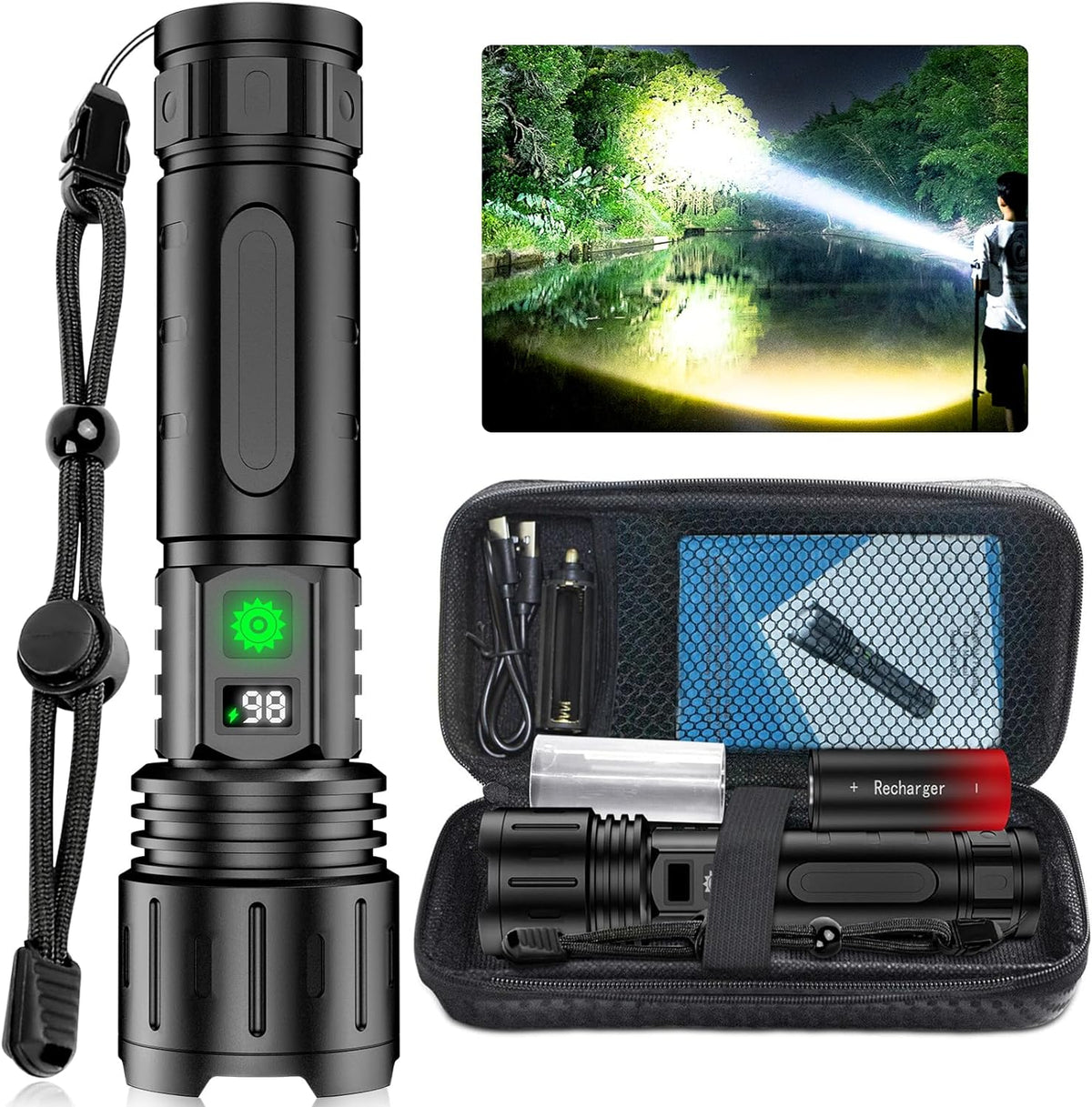Lampe torche LED ultra-puissante – Éclairage longue portée