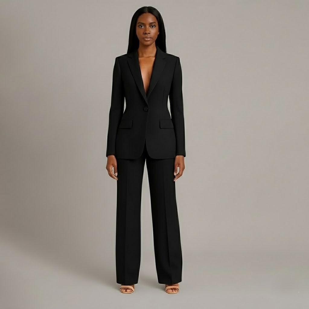 Christian – Ensemble tailleur chic pour femme avec blazer long ajusté