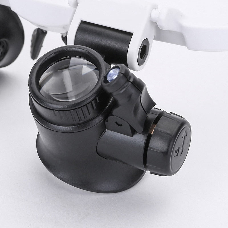 Lunettes loupe professionnelles avec éclairage LED – 3 niveaux de grossissement