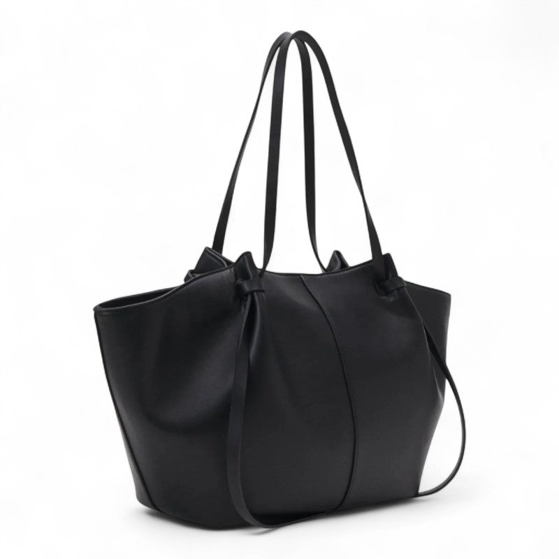 LYRA – Grand sac à main noir en simili cuir PU