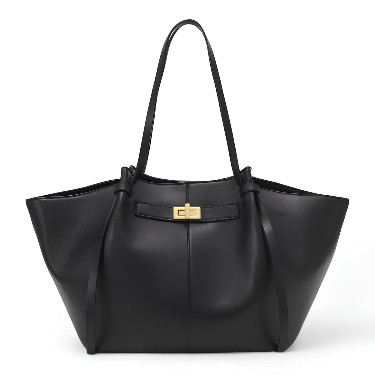 LYRA – Grand sac à main noir en simili cuir PU