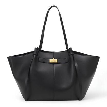 LYRA – Grand sac à main noir en simili cuir PU