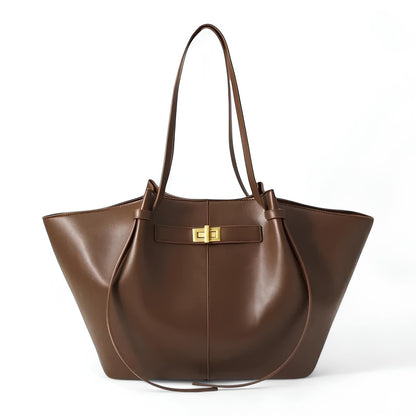 LYRA – Grand sac à main noir en simili cuir PU