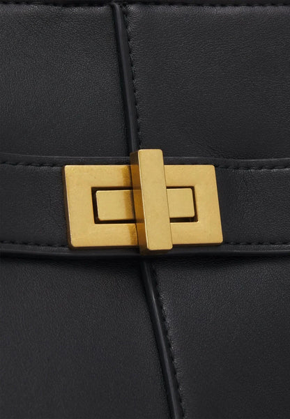 LYRA – Grand sac à main noir en simili cuir PU