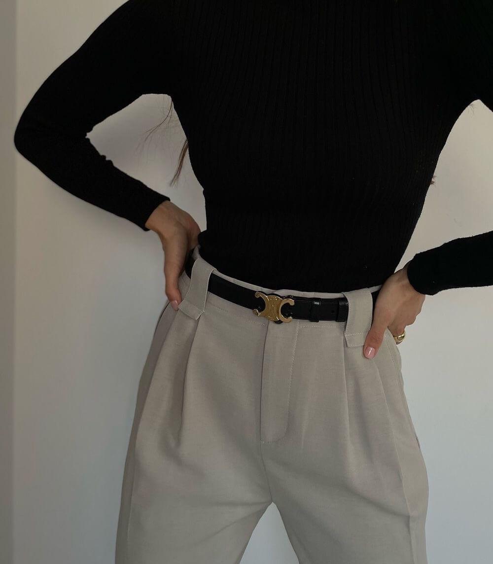 Ceinture noire élégante avec boucle dorée – Chic, polyvalente et facile à assortir