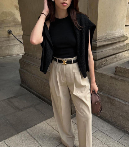 Ceinture noire élégante avec boucle dorée – Chic, polyvalente et facile à assortir