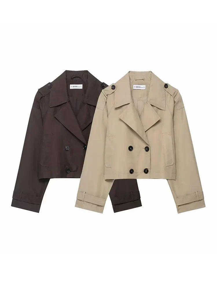 Trench élégant pour femme – Coupe croisée avec poches pratiques