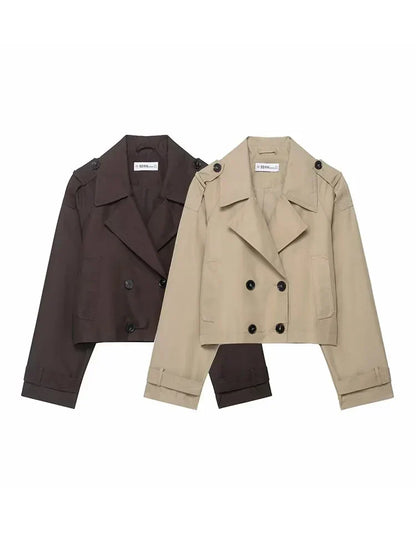 Trench élégant pour femme – Coupe croisée avec poches pratiques