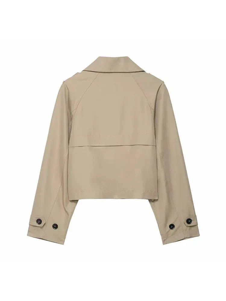 Trench élégant pour femme – Coupe croisée avec poches pratiques