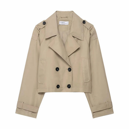 Trench élégant pour femme – Coupe croisée avec poches pratiques
