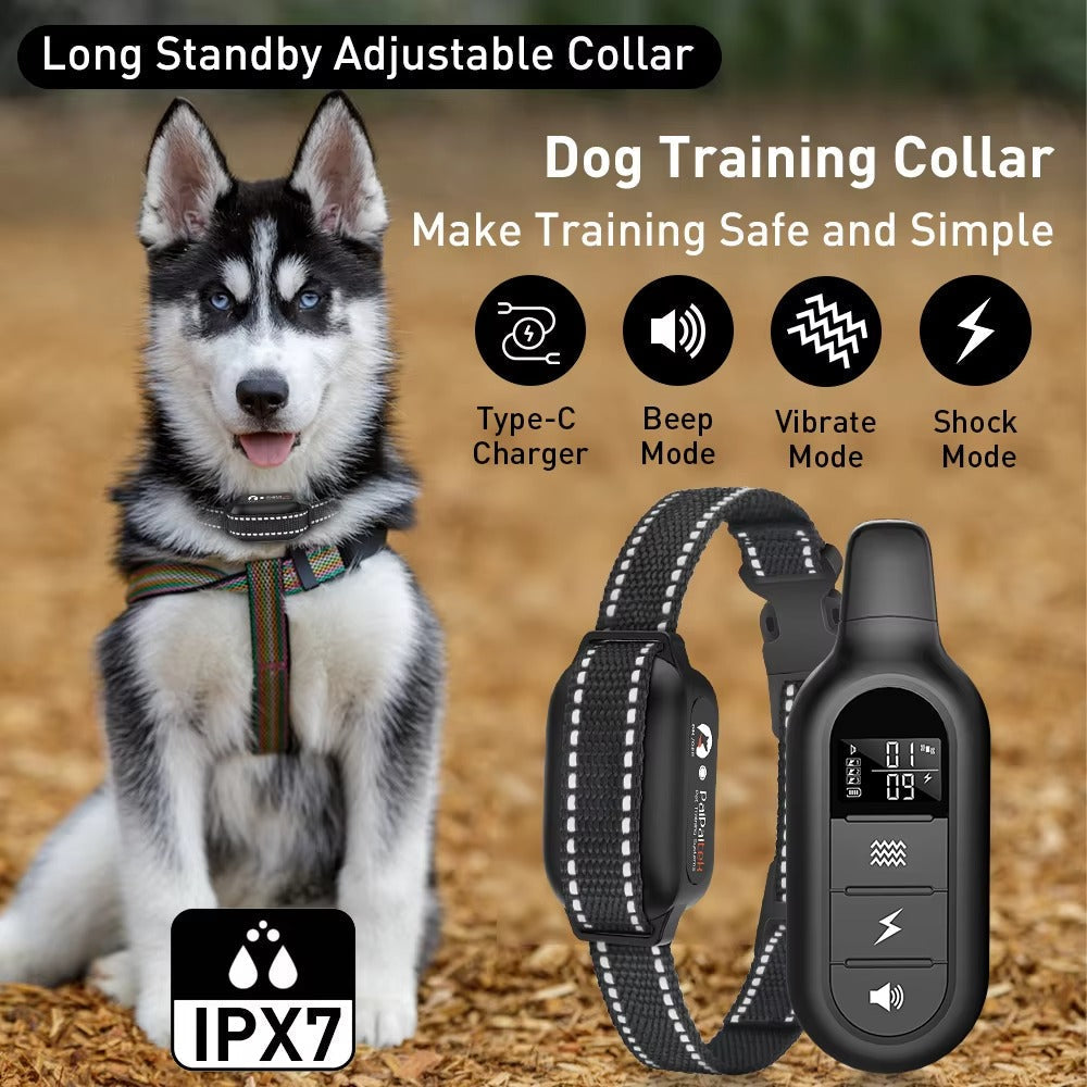 Collier de dressage pour chien avec télécommande – Étanche, portée 1000 m, bip, vibration et 16 niveaux réglables